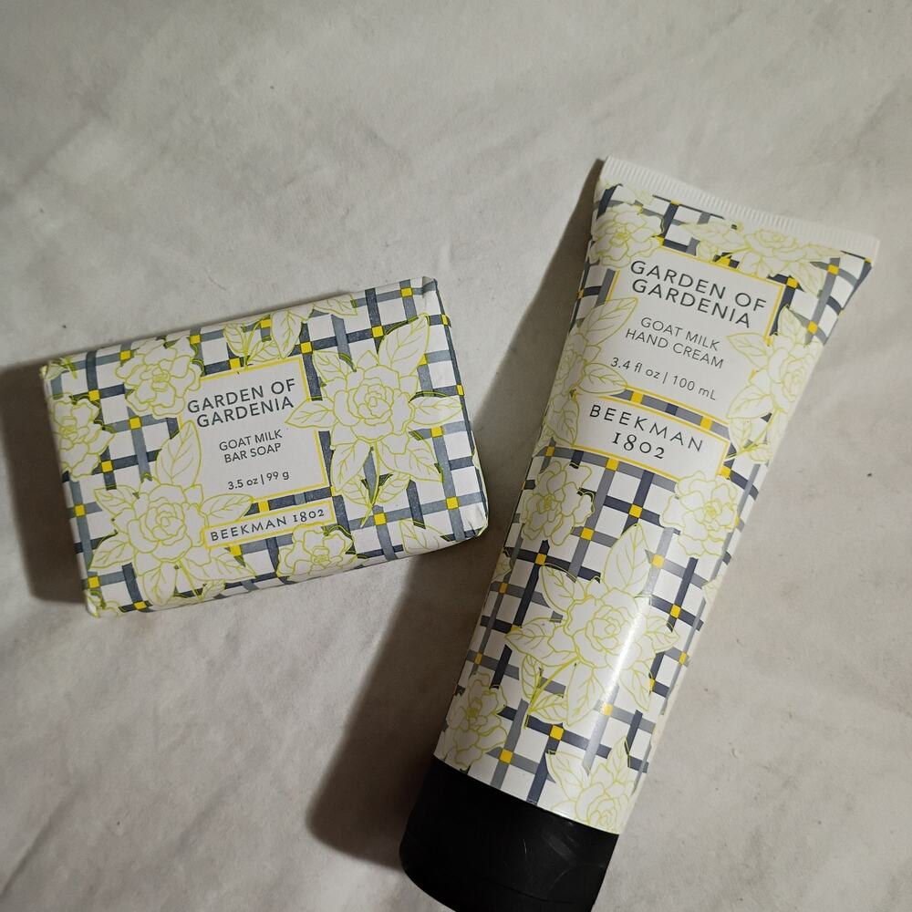 Beekman 1802 Goat Milk Hand Cream Garden of Gardenia 3.4 oz & Goat Milk Bar Soap